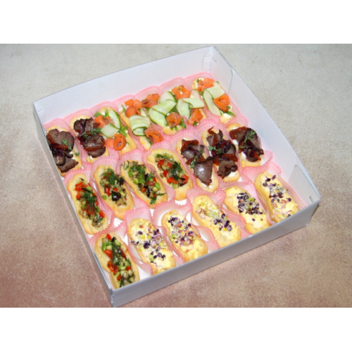 Сет ЭКЛЕРОВ (с семгой, с запеченными овощами, с копченой курицей, с ростбифом говяжьим) Сет ЭКЛЕРОВ (с семгой, с запеченными овощами, с копченой курицей, с ростбифом говяжьим)