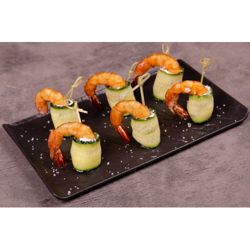 Закуска с креветкой, сыром и огурцом Закуска с креветкой, сыром и огурцом